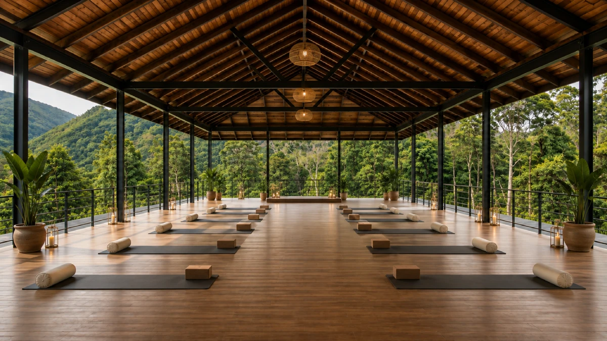 Pavilion set up for yoga