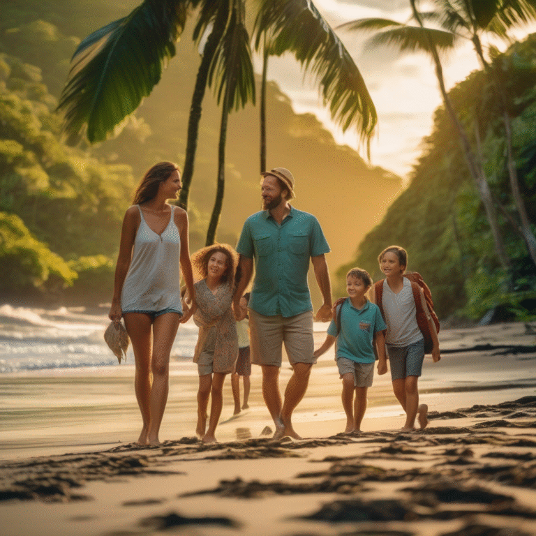 a family enjoying on beach